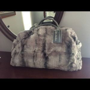 Dennis Basso Faux Fur Weekend Travel Bag NWT